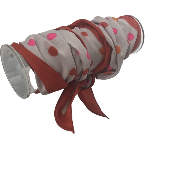 Pink Brown Polka Dot Scarf Vintage Accessory - Picture 2 of 4